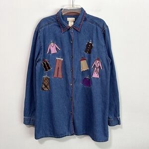 Bobbie Brooks Blue Denim Shirt with Red Accents